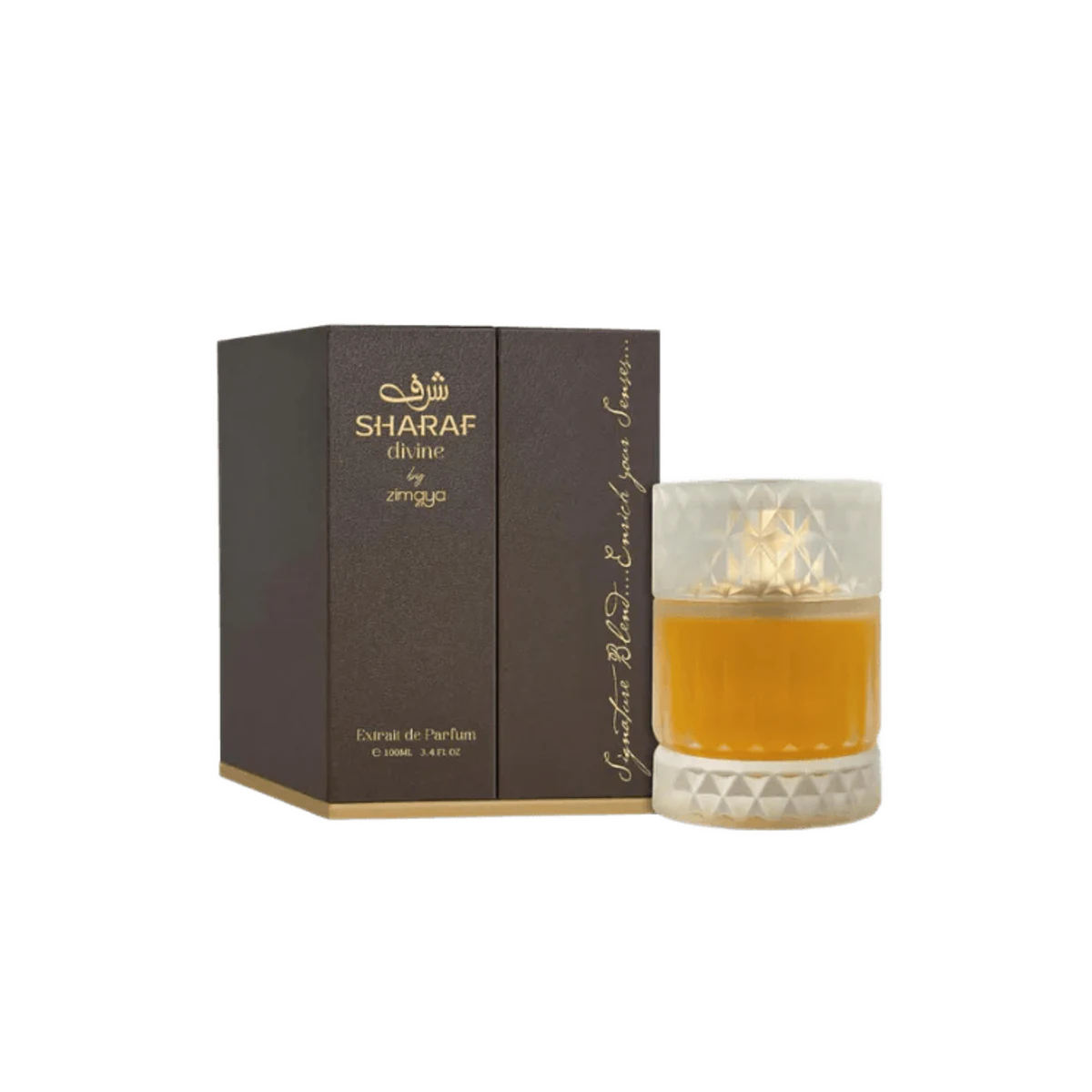 Zimaya Zimaya Sharaf Divine Extrait De Parfum 100ml for Men & Women | Long Lasting Luxury Unisex Perfume — featured in Best Carolina Herrera Bad Boy Clones in India 2026 — Sweet-Spicy Dupes from ₹890